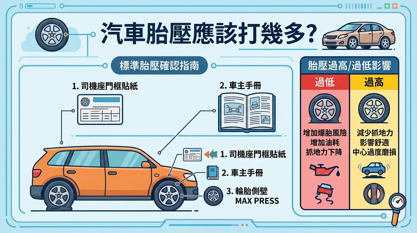汽車胎壓應該打幾多?